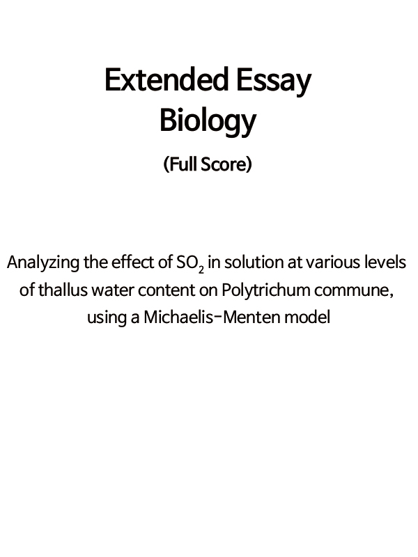 Extended Essay: Biology #1